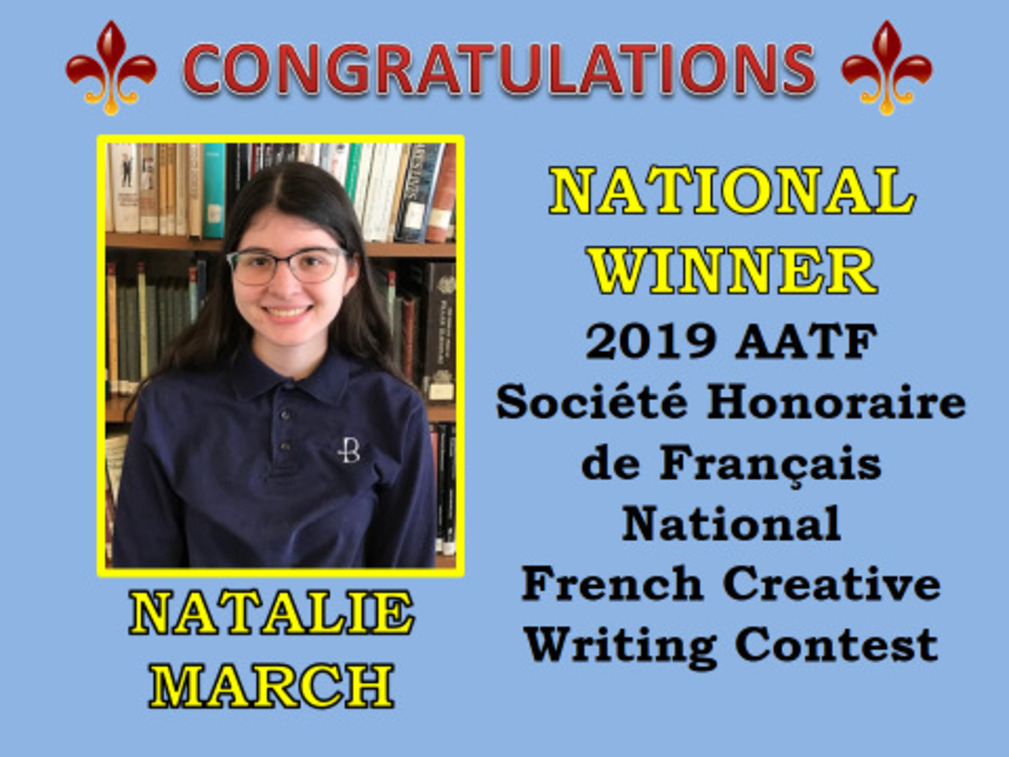 Two Beaumont Students Win National French Creative Writing Contest
